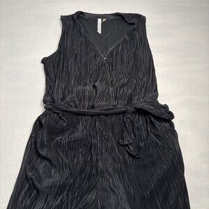 NY Collection Women Jumpsuit SZ 2X Sleeveless With‎ Pockets Black Textured Roomy